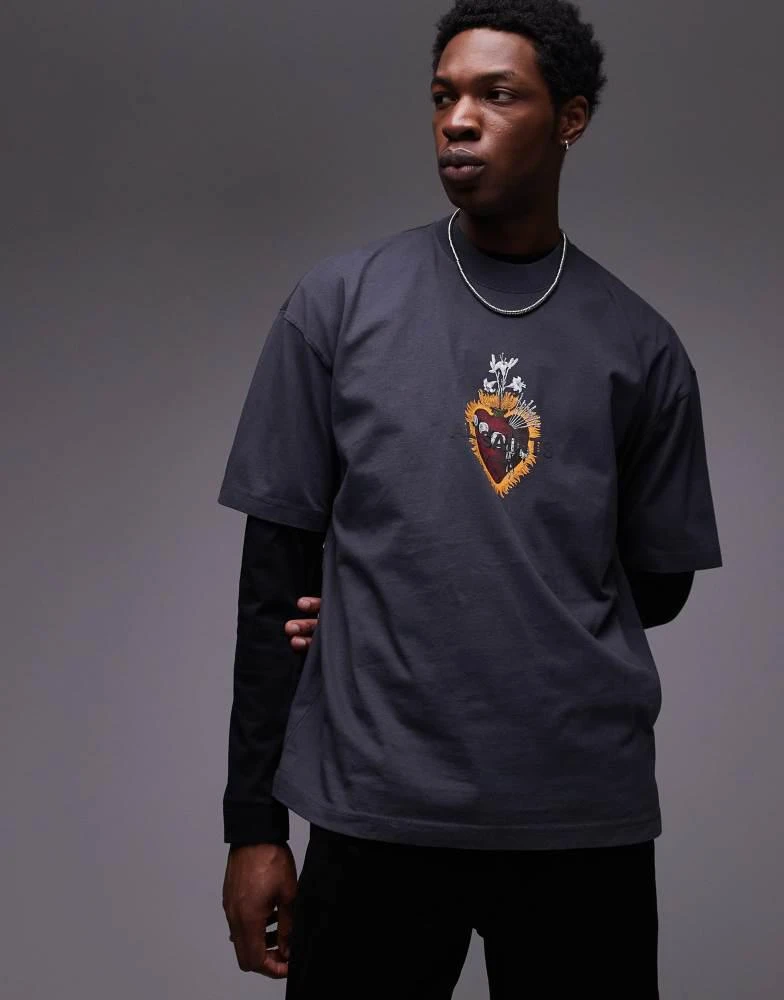 ALL SAINTS AllSaints Heartfelt back graphic t-shirt in washed black 2
