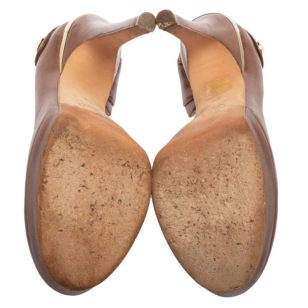 Versace Versace Brown Leather D'orsay Pumps Size 38 6