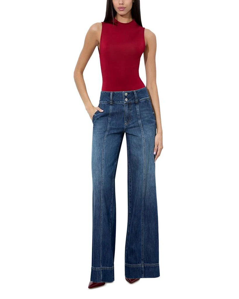 Alice + Olivia Mame High Rise Wide Leg Jeans in Denim Vintage 4