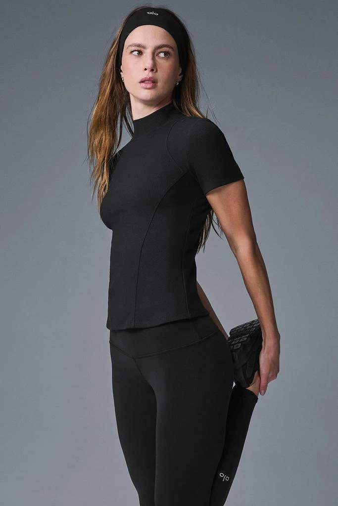 Alo Ribbed Mesmerize Short Sleeve - Black 1
