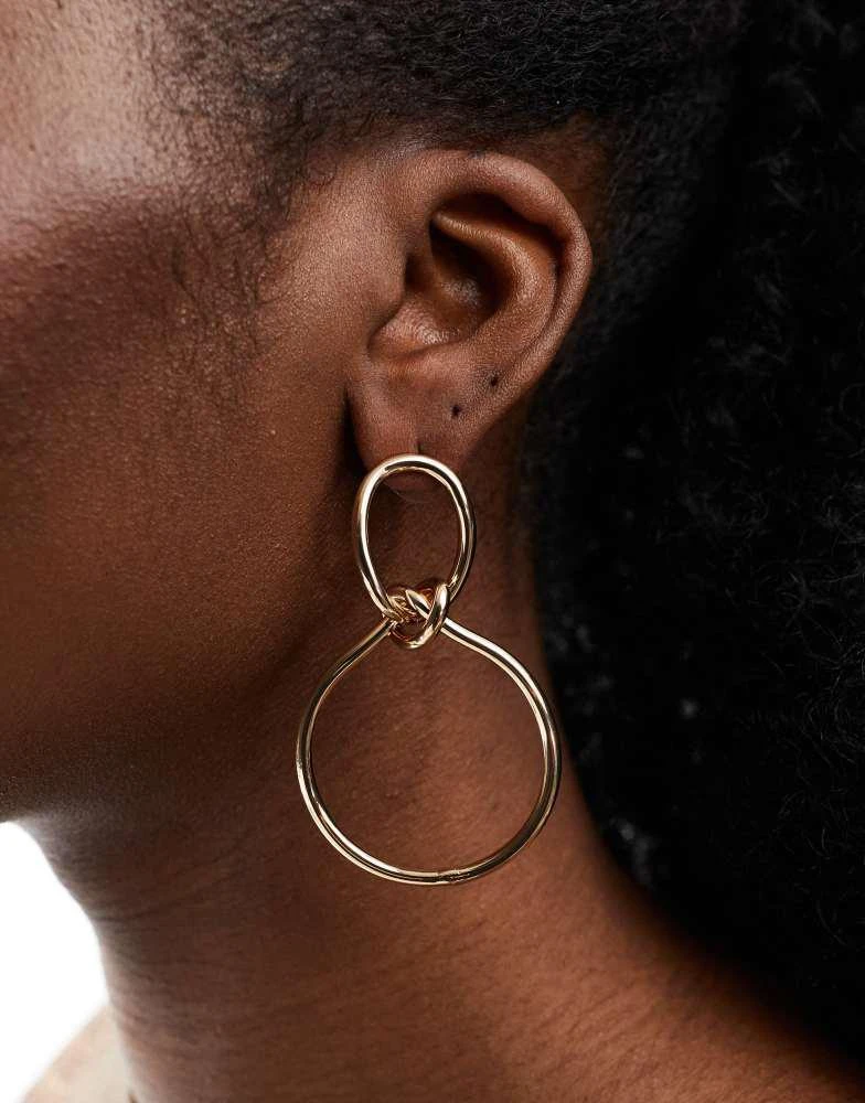 ASOS ASOS DESIGN drop earrings with double wire detail in gold tone 1