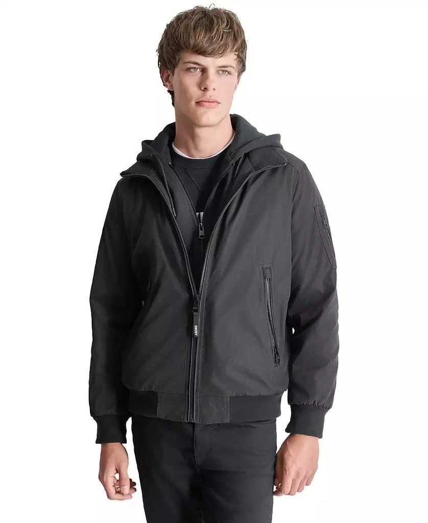 DKNY Men's Removable Hood Water-Resistant Bomber Jacket 1