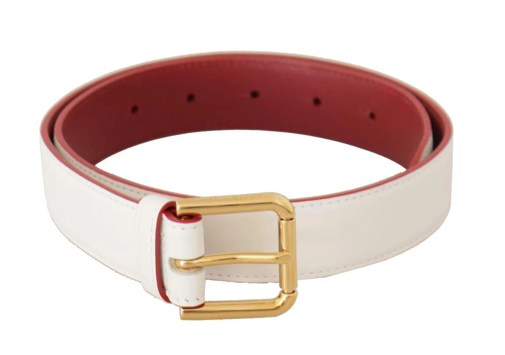 Dolce 
Gabbana Calf Leather Two-Toned gold Metal Buckle Women
s Belt
