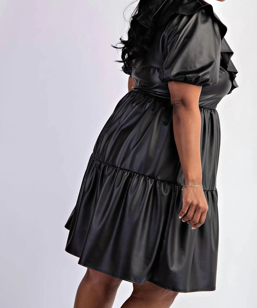 chinese dress ladies A Line Faux Leather Sleeveless Tiered Dress – Urbanheer main image 0