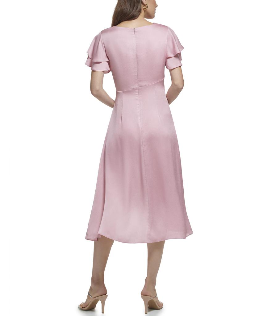 DKNY Double Ruffled V-Neck Dress