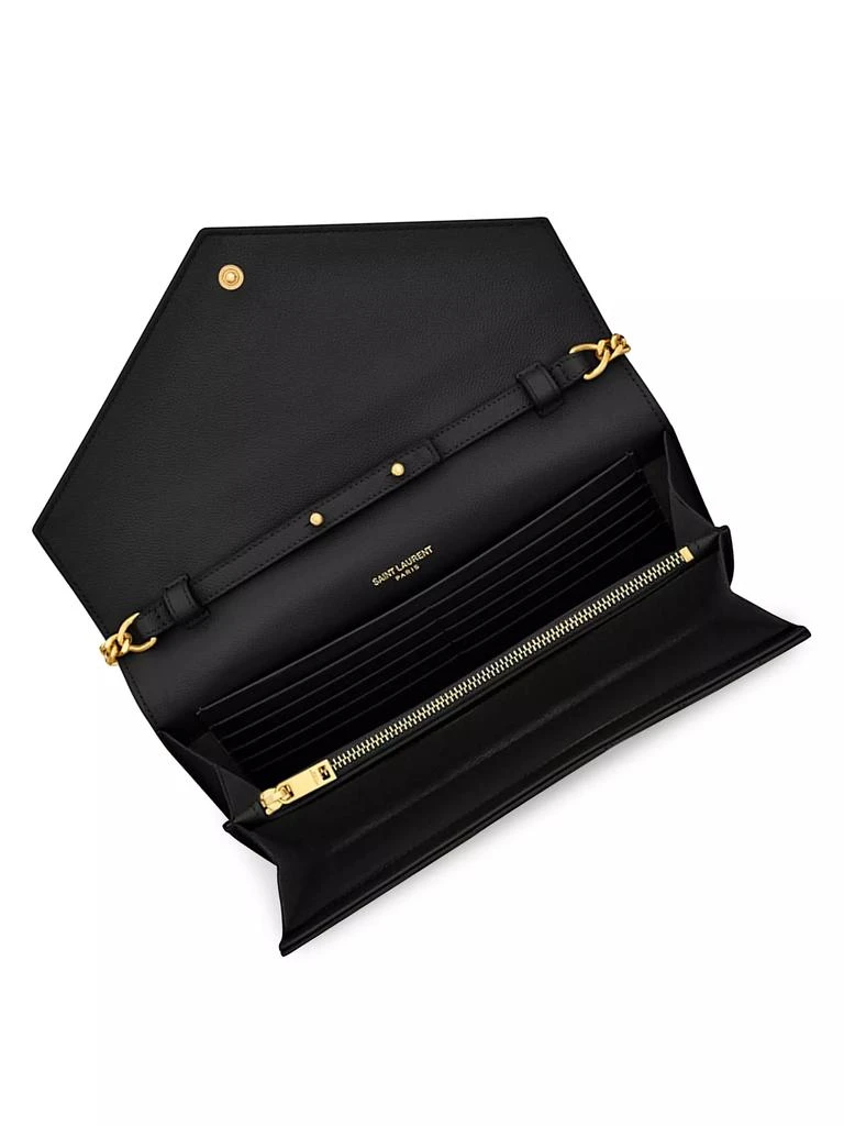Yves Saint Laurent Classic Cassandre Chain Wallet in Grain De Poudre Leather 3