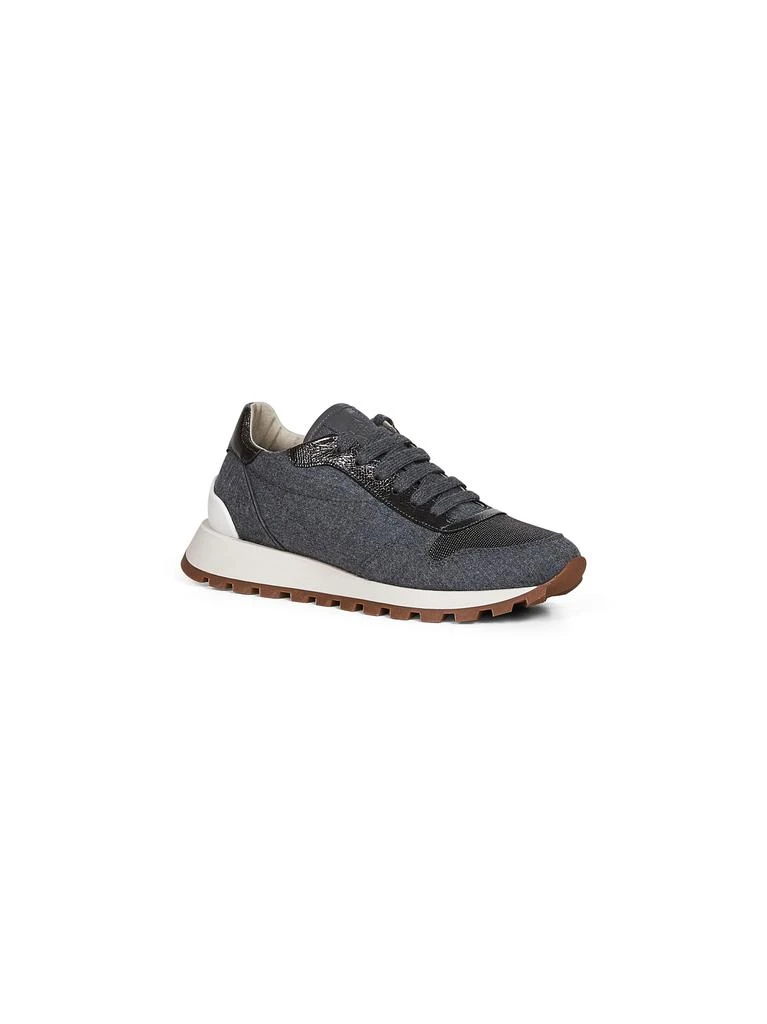 Brunello Cucinelli BRUNELLO CUCINELLI | Grey flannel embroidered sneakers | Women | 36 2