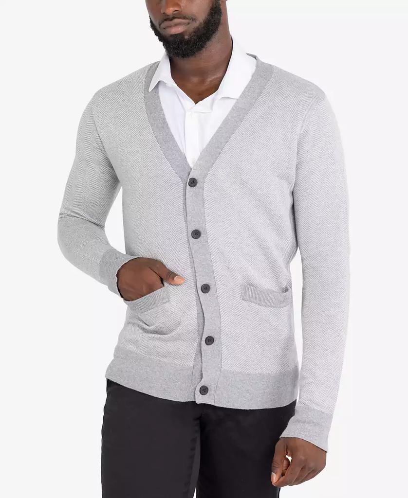 X-Ray Men's Herringbone Cardigan Sweater