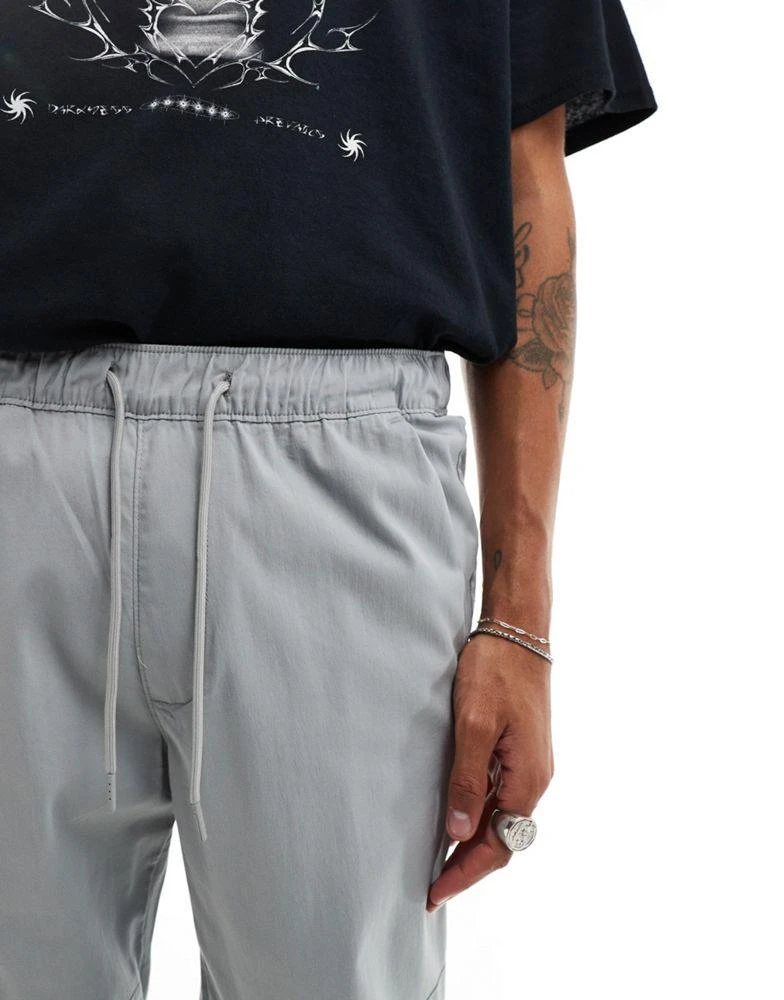 HOLLISTER Hollister cuffed cotton nylon skinny joggers in light grey 3