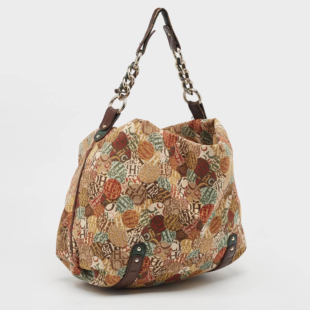 Carolina Herrera Carolina Herrera color Printed Canvas And Leather Chain Hobo