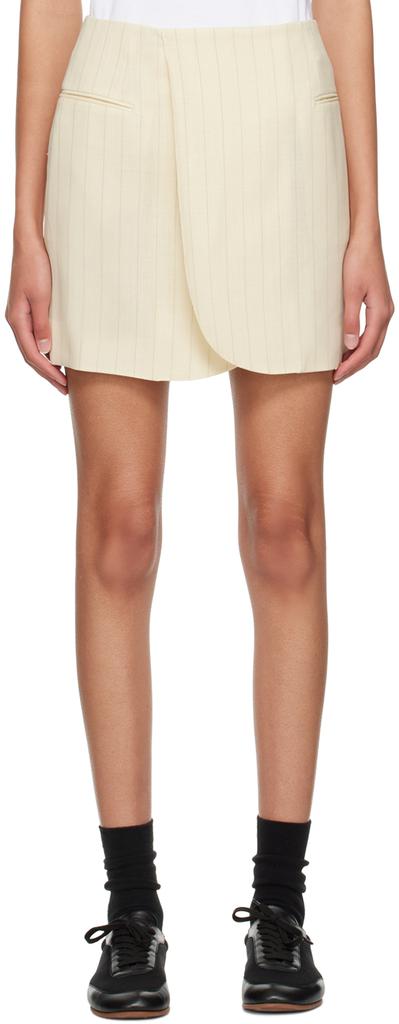 AURALEE Beige Stripe Miniskirt