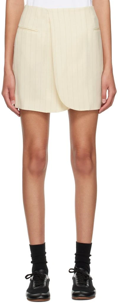 AURALEE Beige Stripe Miniskirt 1