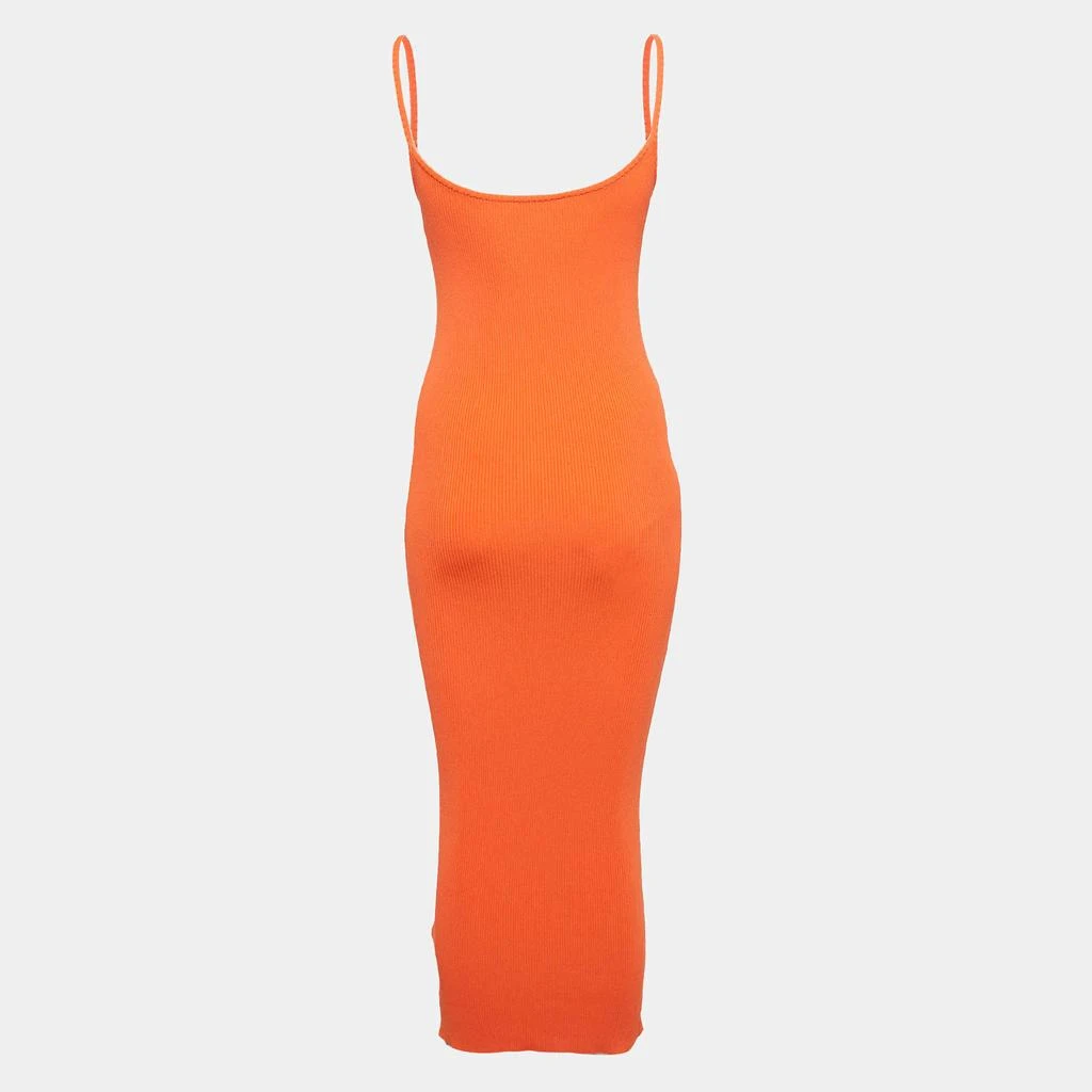 AREA Area Orange Rib Knit Crystal Embellished Midi Dress M 2
