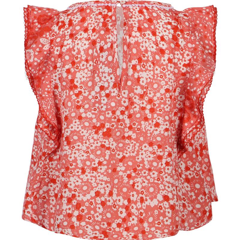 Poupette St Barth Ruffled floral top in red