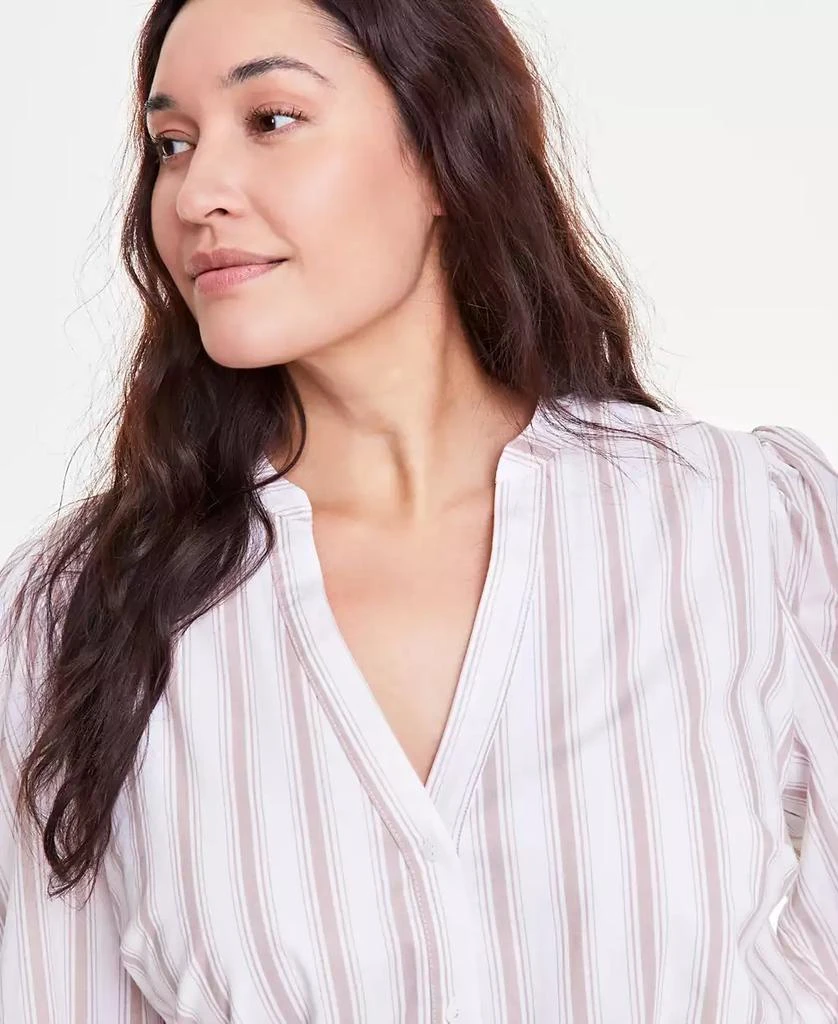 On 34th Trendy Plus Cotton Striped Tie-Waist Shirtdress, Exclusively at Macy's 3
