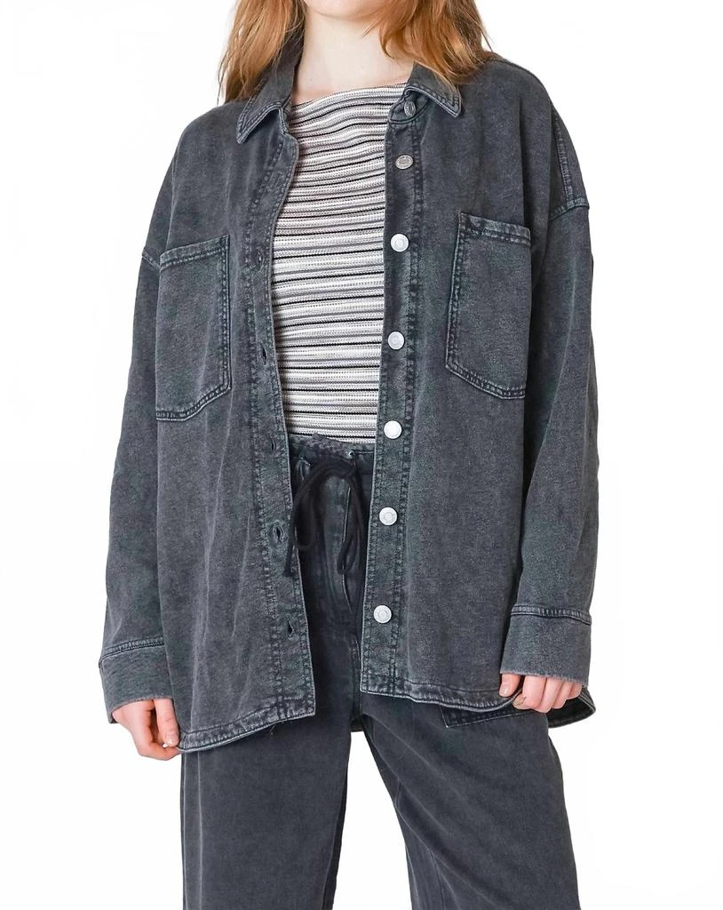 Dex Edge Knit Denim Shacket In Midnight