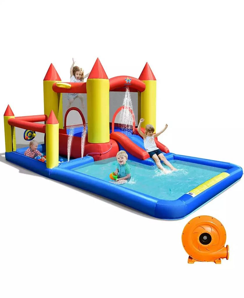 Slickblue Inflatable Water Slide Castle Kids Bounce House with 480W Blower