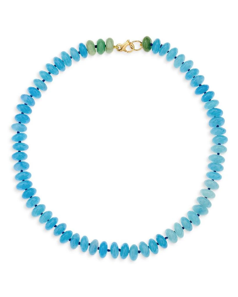 Adina Reyter 9K Yellow Gold Green Aventurine & Blue Quartz Collar Necklace 2