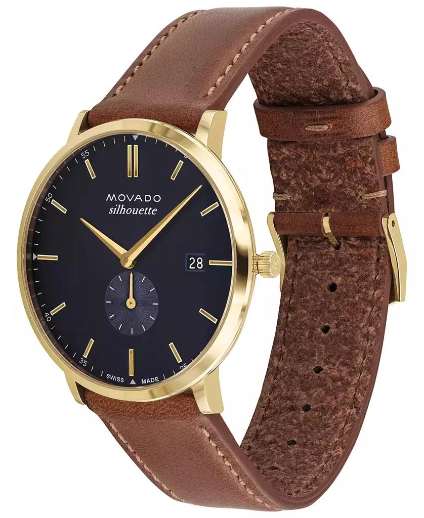 Movado Men's Heritage Tan Genuine Leather Strap Watch 40mm 2
