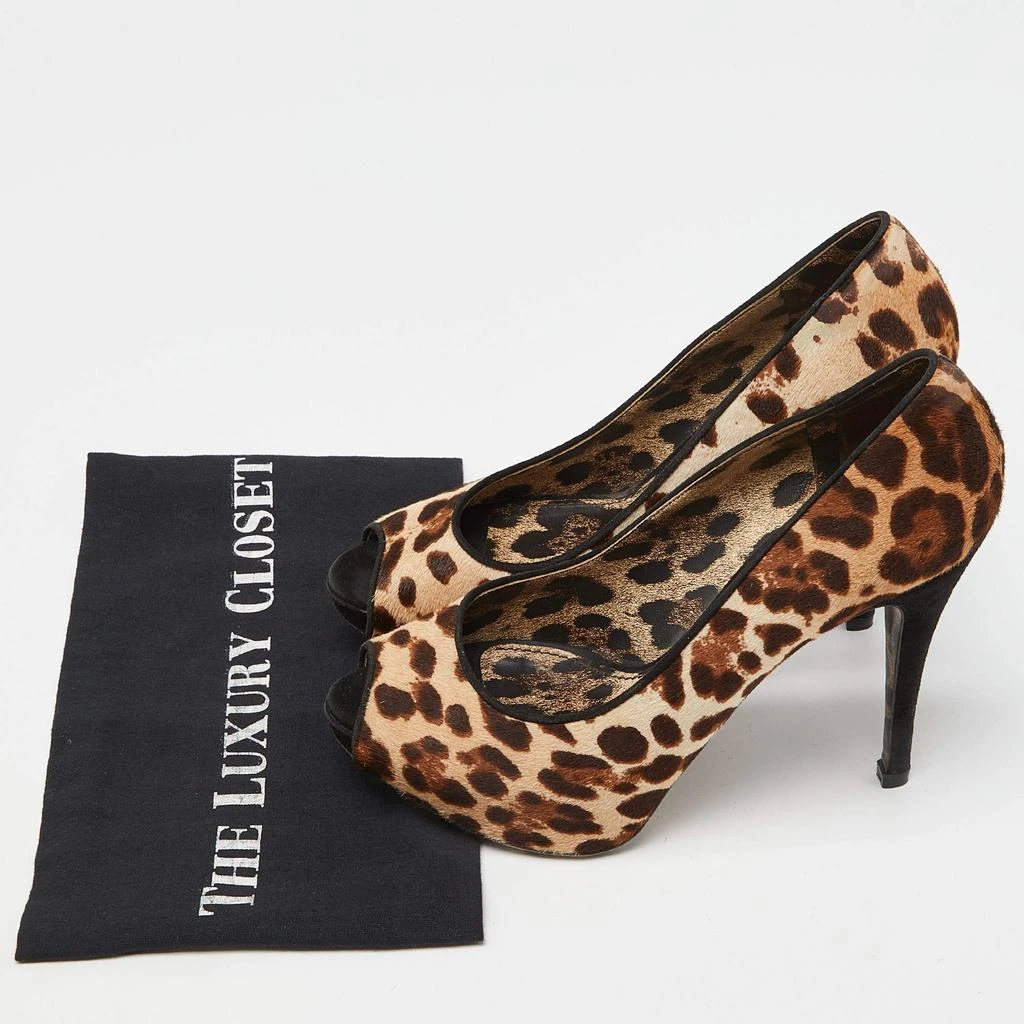 Dolce & Gabbana Dolce & Gabbana Beige/Brown Leopard Print Calfhair Peep Toe Pumps Size 39 9