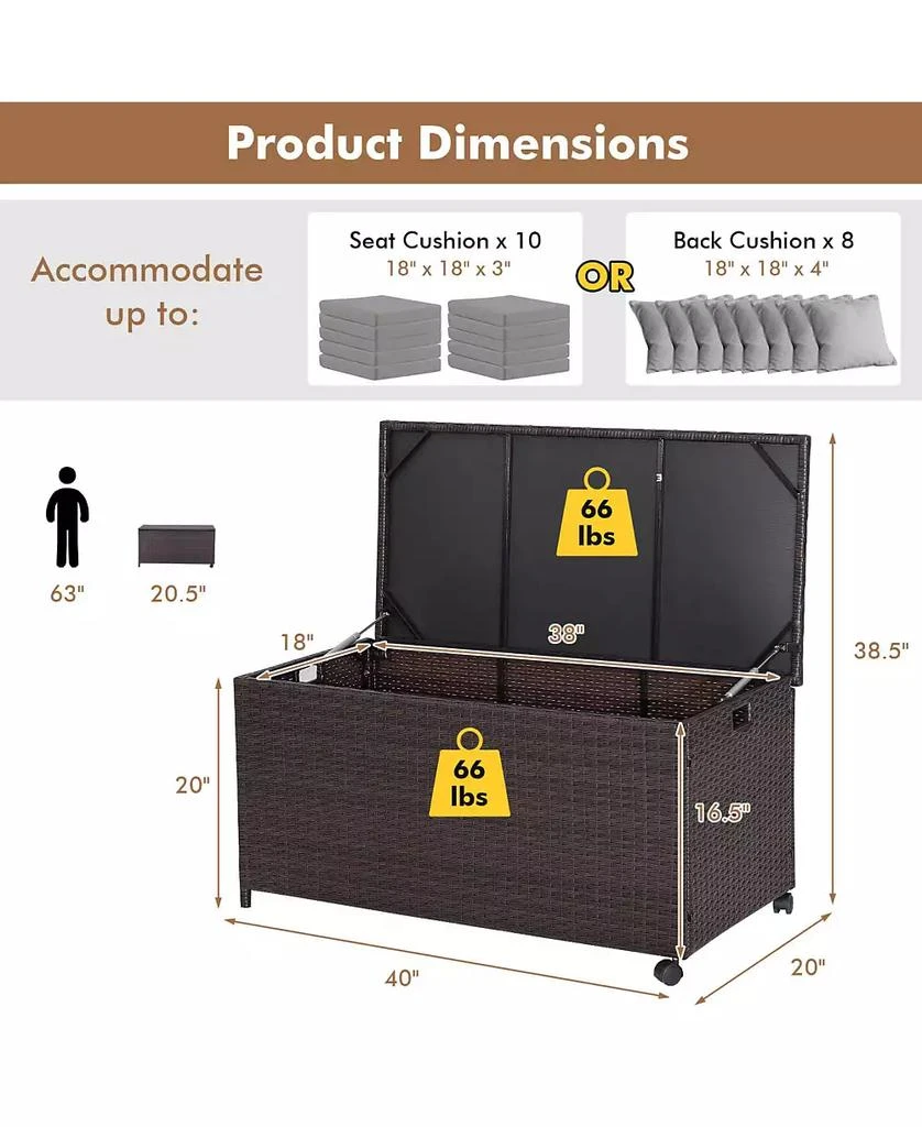 GOUUN Outdoor Wicker Storage Box with Zippered Liner-50 Gallon 7