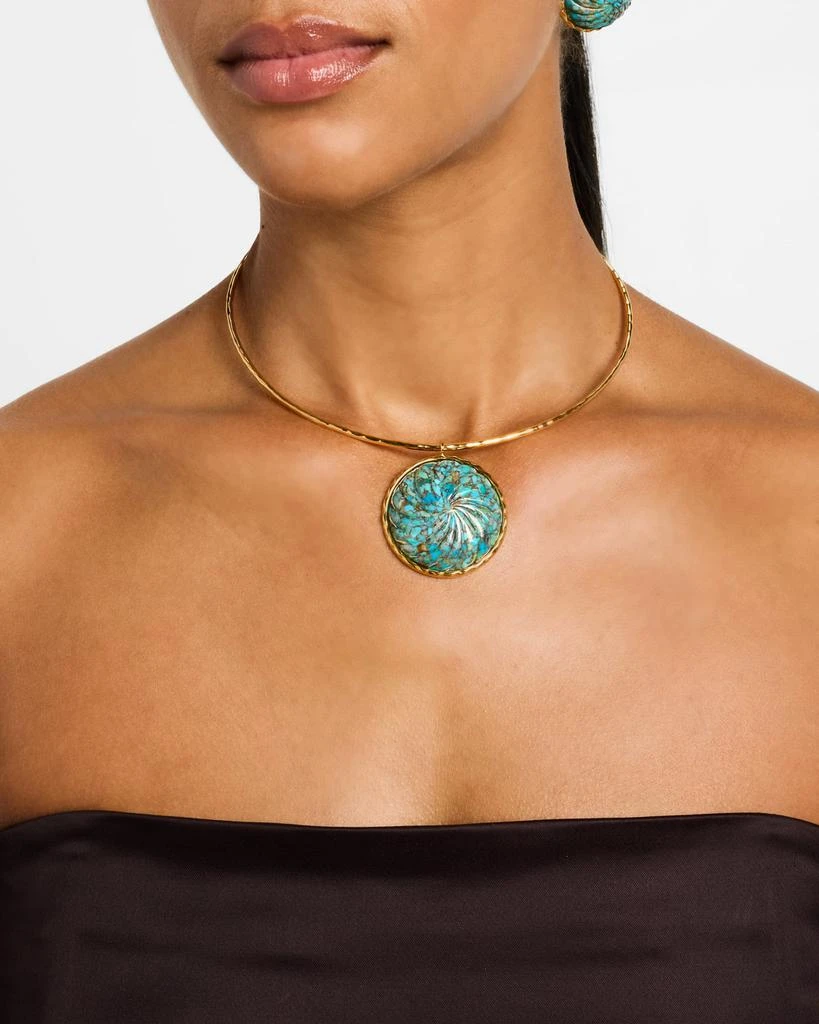 NEST Jewelry Carved Turquoise Collar Pendant Necklace 2