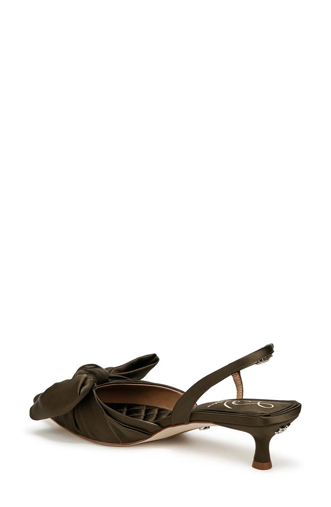 Sam Edelman Treena Bow Plissé Pointed Toe Kitten Heel Sandal