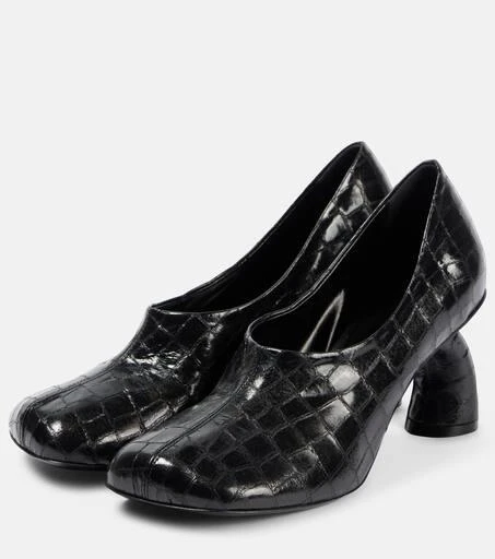 Dries Van Noten 75 croc-effect metallic leather pumps 4