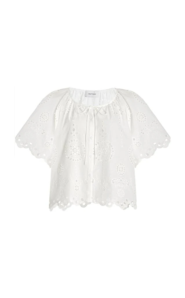 Matteau Matteau - Broderie Anglaise Cotton Blouse - White - 5 - Moda Operandi 1