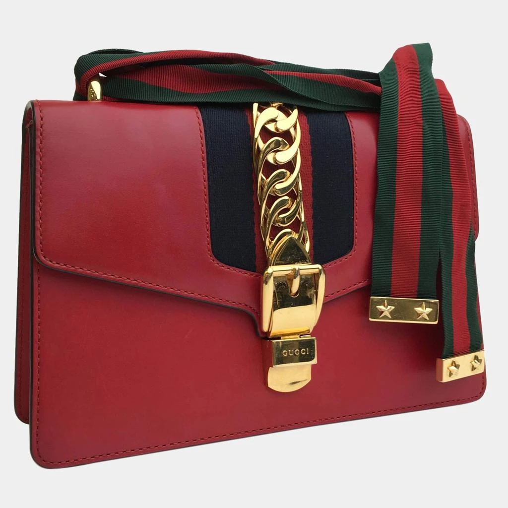 Gucci Gucci Red Leather Small Sylvie Shoulder Bag 4