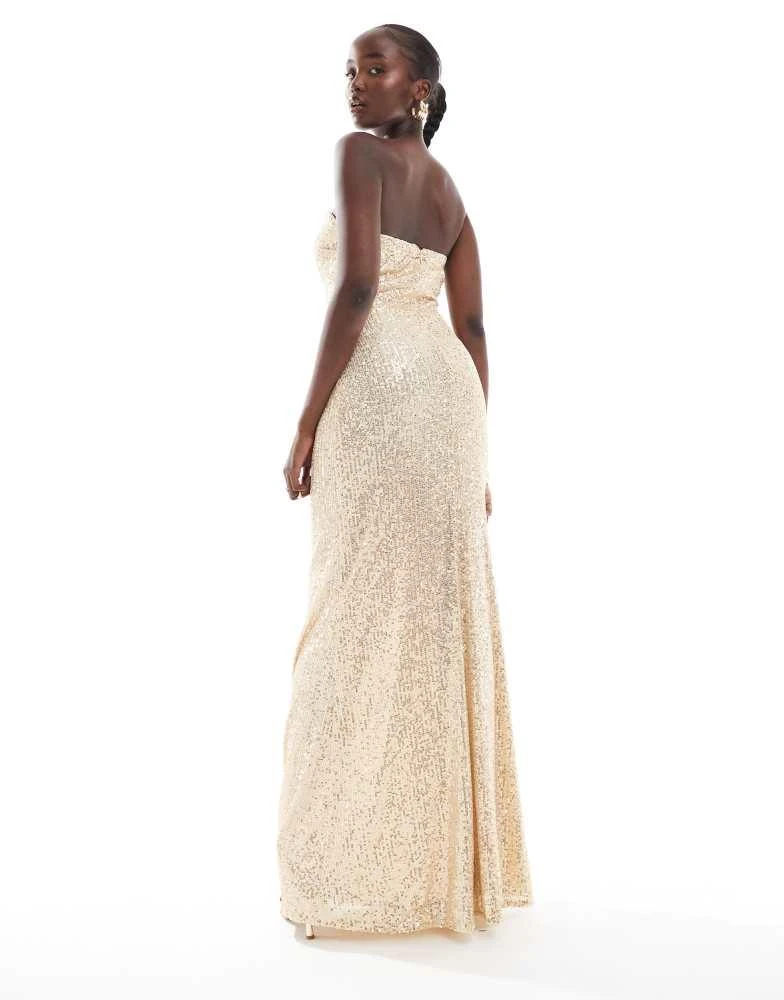 TFNC Tall TFNC Tall sequin strapless maxi dress in gold 4