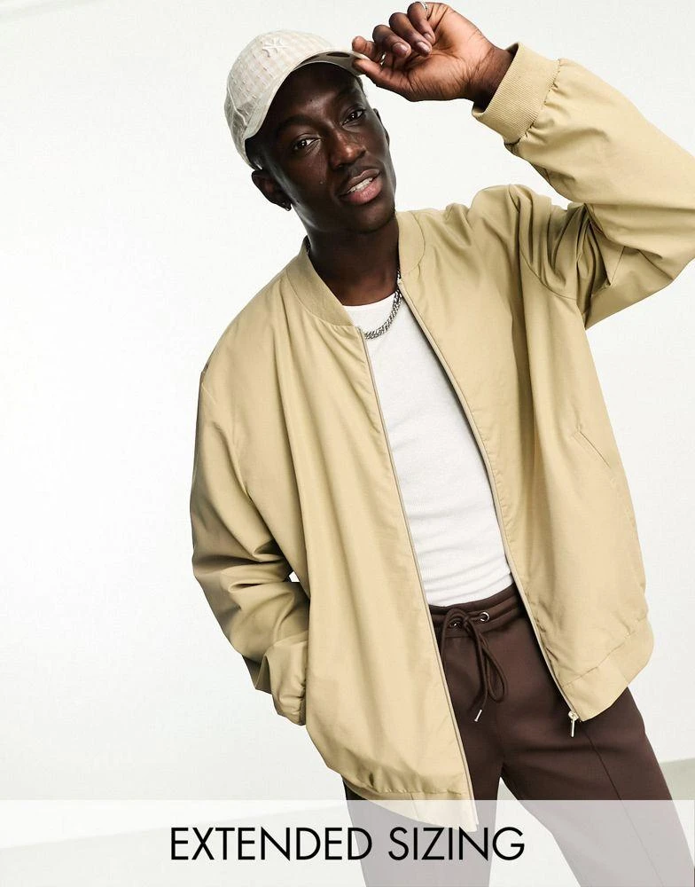 ASOS ASOS DESIGN oversized bomber jacket in stone 1