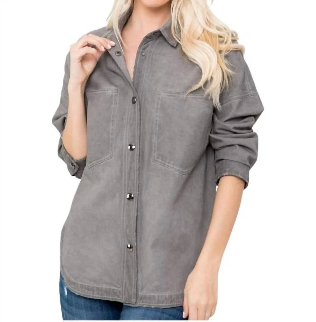 ZiA Apparel Zia Apparel - Mineral Washed Denim Shacket - Plus