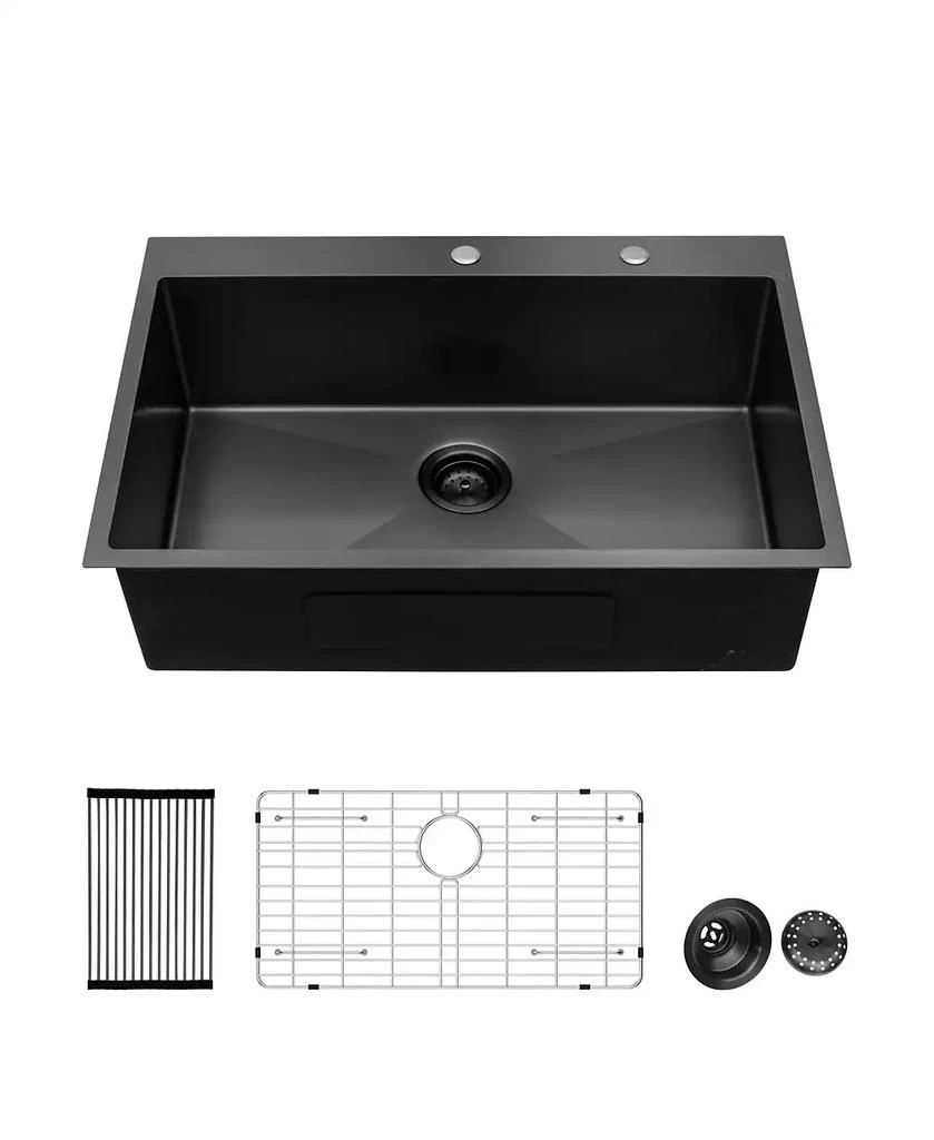 Flynama huluwat 28x22x10inch Gunmetal Black Kitchen Sink Drop In Topmount Stainless Steel 16 Gauge 7