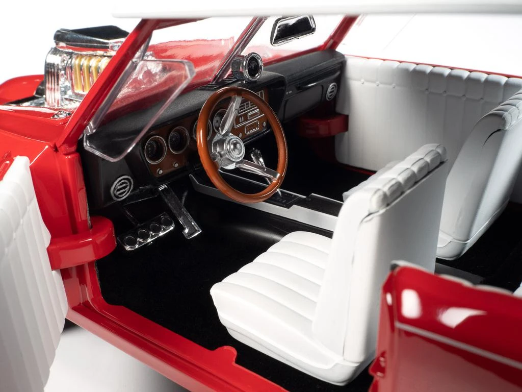 Autoworld Monkeemobile Red with White Top and Interior "The Monkees" with Four Monkees Figure Cutouts "Silver Screen Machines" Series 1/18 Diecast Model Car by Auto World 1
