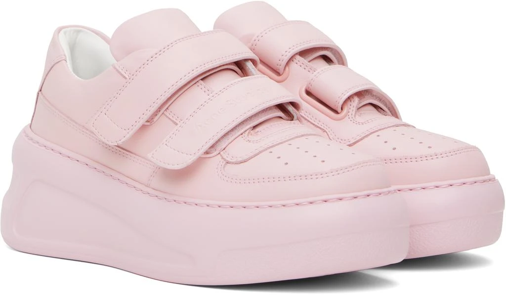 Acne Studios Pink Velcro Strap Platform Sneakers 4