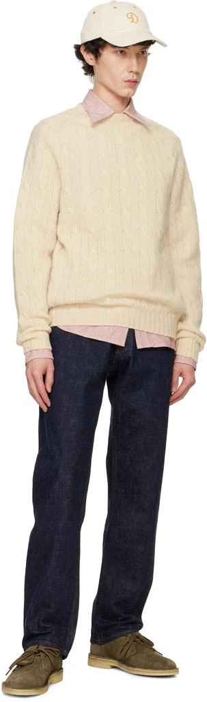 Drake's Off-White Brushed Shetland Cable Knit Sweater 4