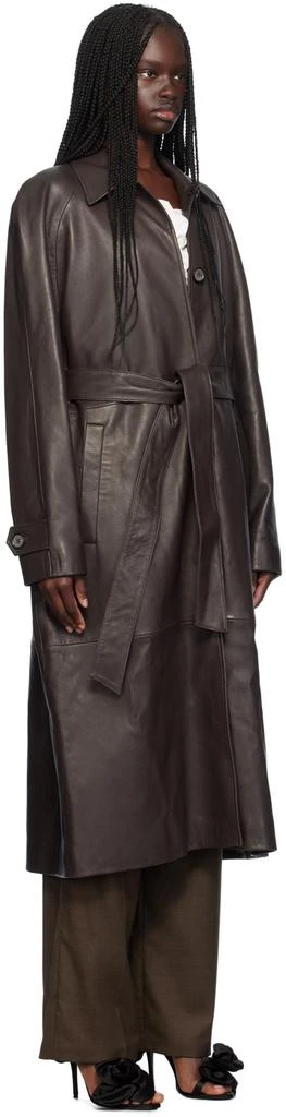Magda Butrym Brown Belted Leather Trench Coat 2