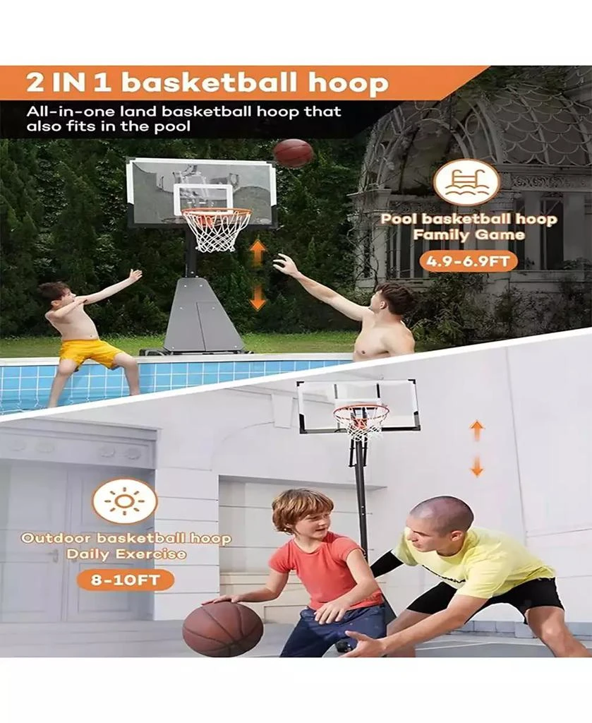 SKONYON 44 Inch Shatterproof Backboard Portable Basketball Hoop, 8-10FT Height Adjustable 7