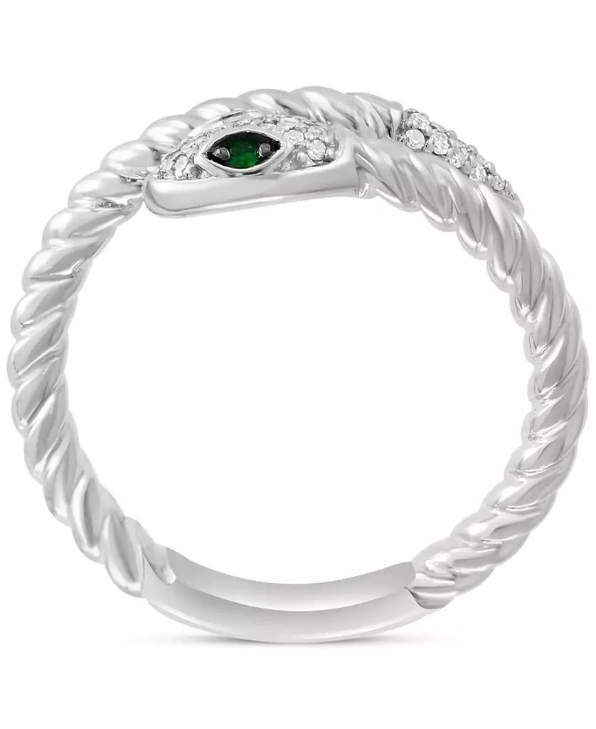 Effy EFFY® Diamond (1/10 ct. t.w.) & Tsavorite Accent Snake Ring in Sterling Silver 4