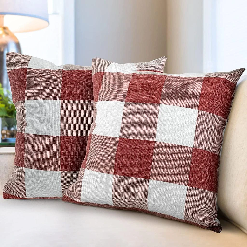 Zulay Kitchen Pack of 2 Buffalo Plaid Throw Pillow Covers 16x16 14