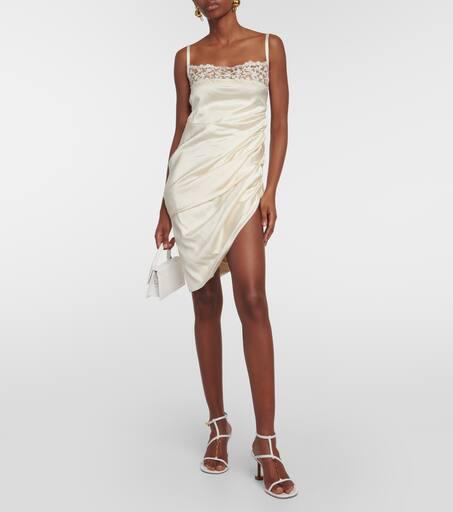 Jacquemus La Saudade Brodée satin slip dress