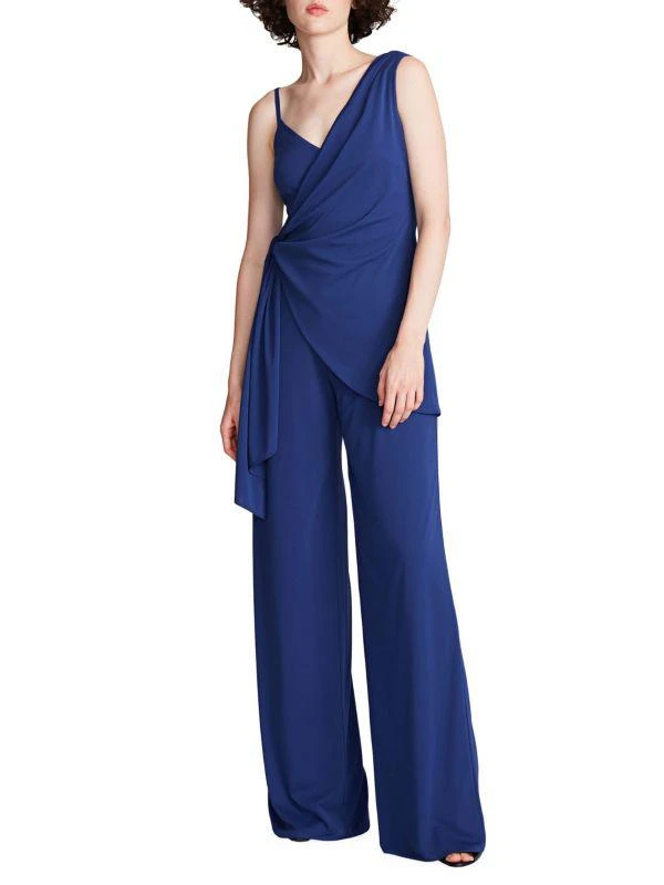 Halston Heritage Zaria Asymmetric Matte Jersey Tie-Waist Jumpsuit 1