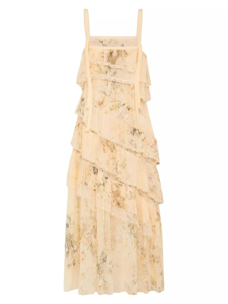 Camilla Floral Lace Silk Tiered Maxi Dress 3