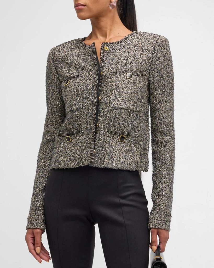 St. John Sequined Metallic Knit Jacket 4