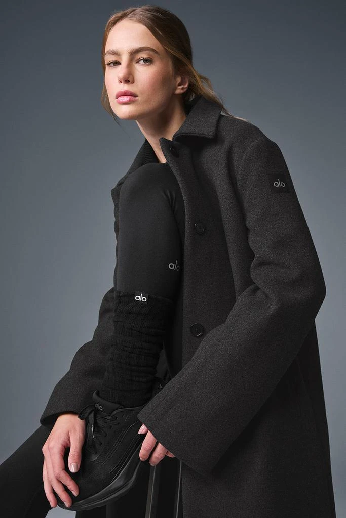 Alo Wool Metro Long Coat - Dark Heather Grey 4