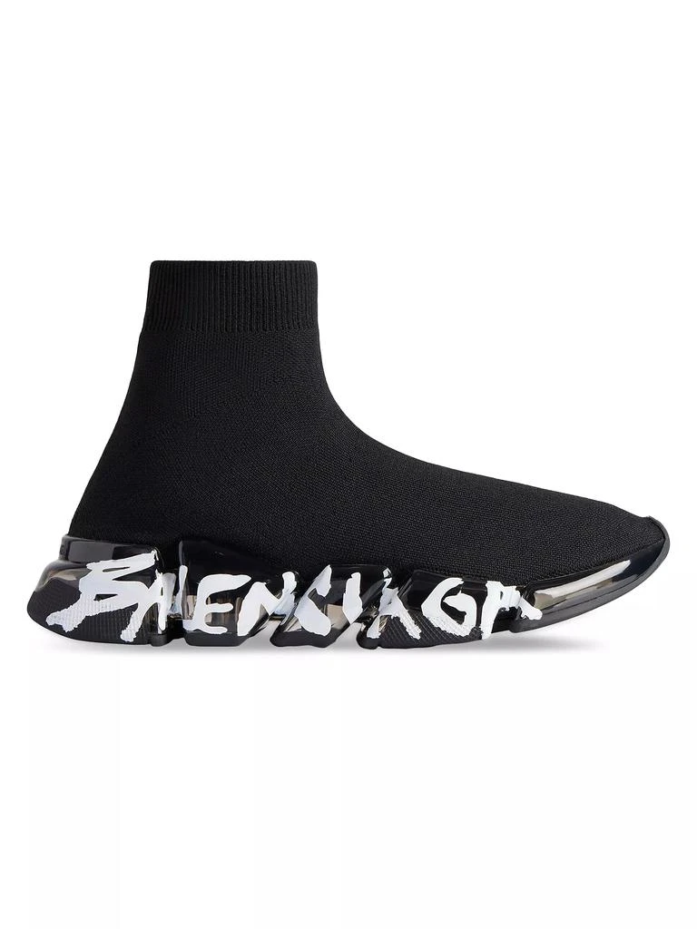 Balenciaga Men's Speed 2.0 Full Clear Sole Graffiti Recycled Knit Sneakers 1