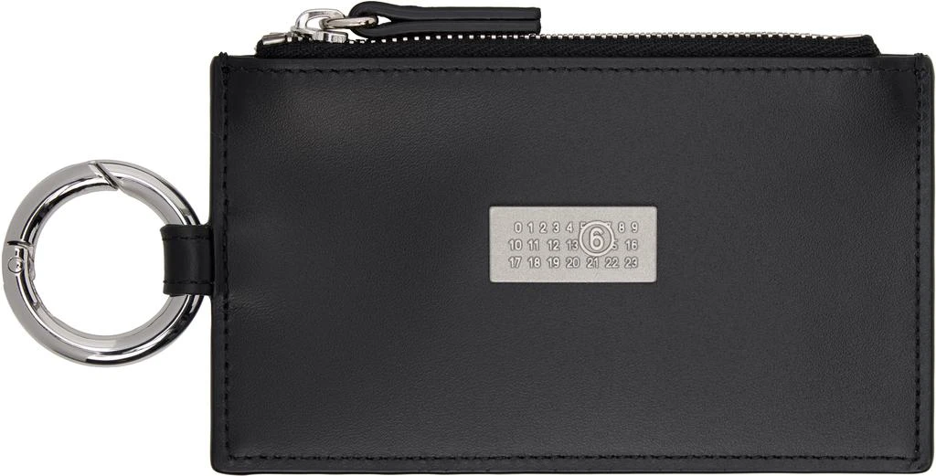 MM6 Black Numeric Leather Key Ring Wallet