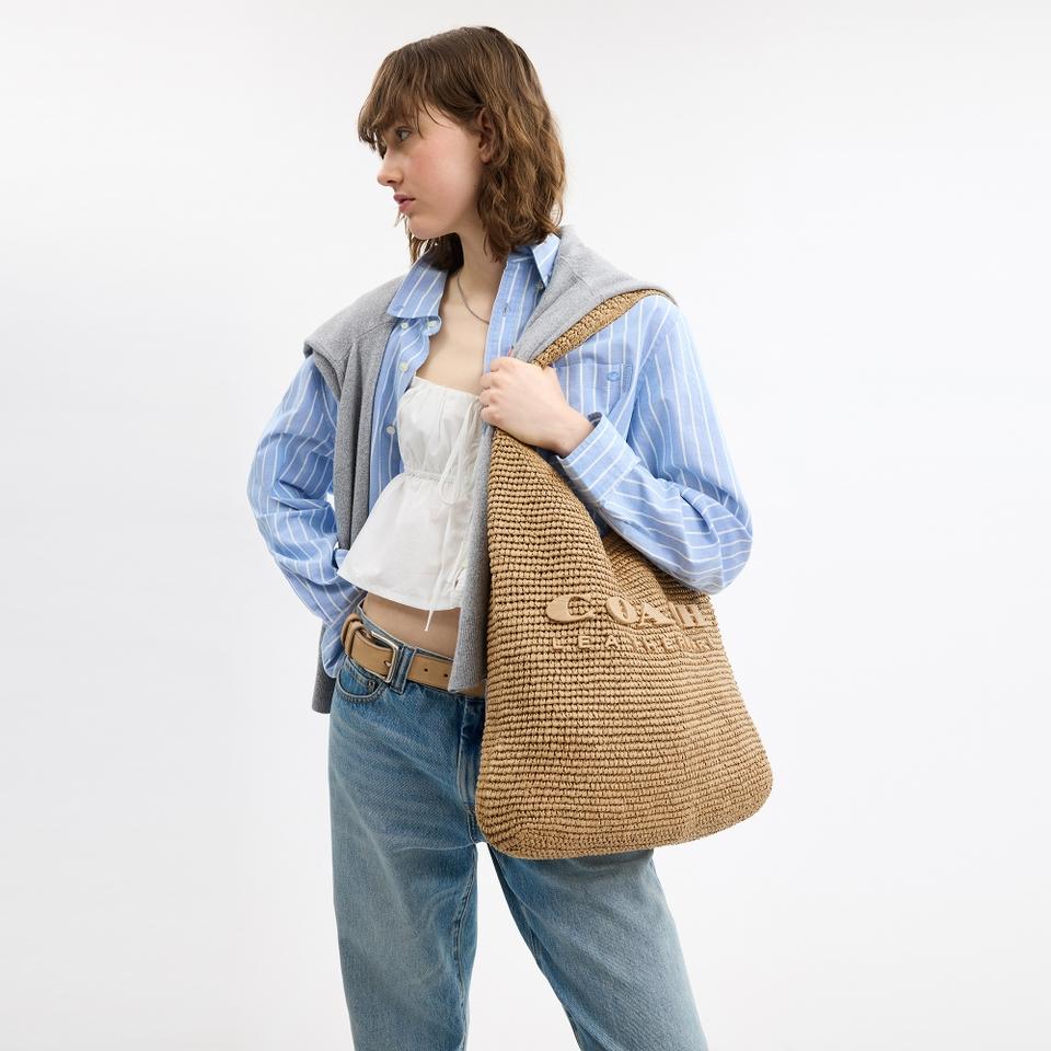 Coach Coach Brooklyn 39 Straw Shoulder Bag