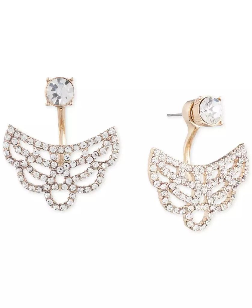 MARCHESA Gold-Tone Coral Crystal Front Back Floater Earrings 1